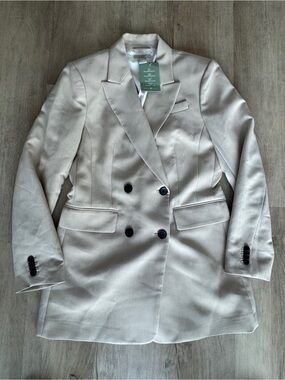 H&M Women's Double-Breasted Tan Hour Glass Blazer sz S